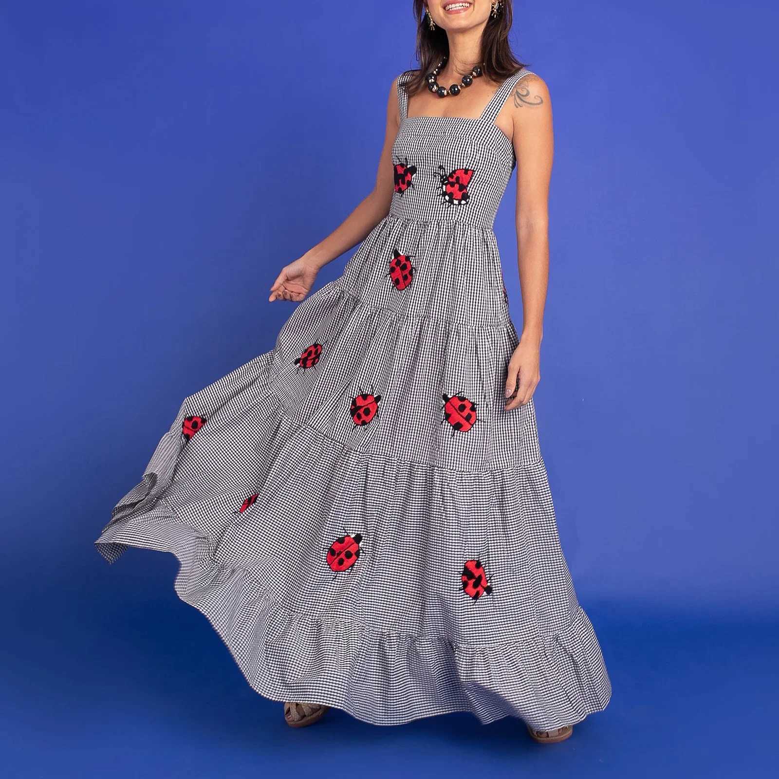 Urban Sexy Dresses Cute Vintage Womens Graphic Maxi Dr Printed Spaghetti Strap On Dr 2025 Boho Ruffle Casual Flowy Beach Sundres Y240312NLX0