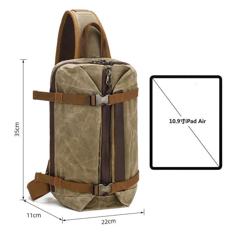 Canvas Casual Retro Large Capacity Crazy Horse Leather Crossbody Fashion Small Chest Men's Shoulder Bag