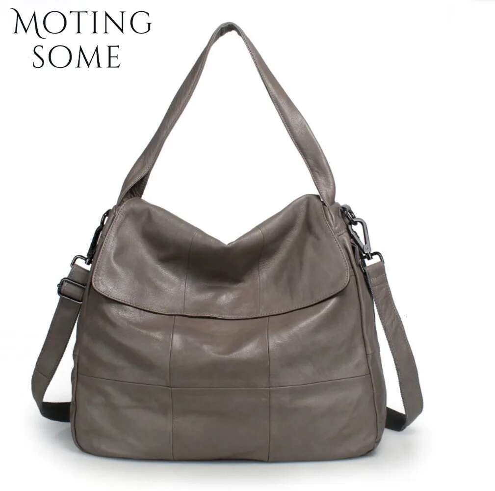 Motingsome Real Leather Handbag Large Capacity Shoulder Purses Crossbody Messenger Casual Simple Style Lady Tote 2024 New