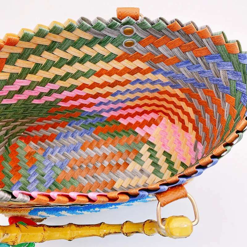 Summer Cute Dahund Casual Vegetable Basket Retro Colorful Wicker Woven Beach Straw Bags Girls Women Travel Handbag