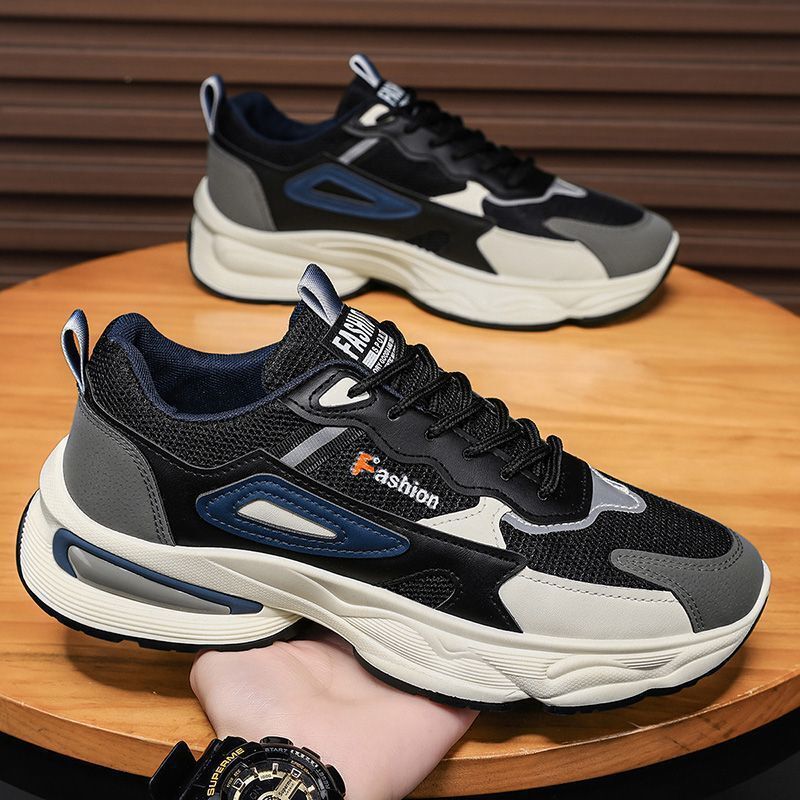2025 New Spring Men's Designer Trendy Fashion Breathable Mesh Youth Sports Korean Edition Multi functional Thick soled Casual Shoes
