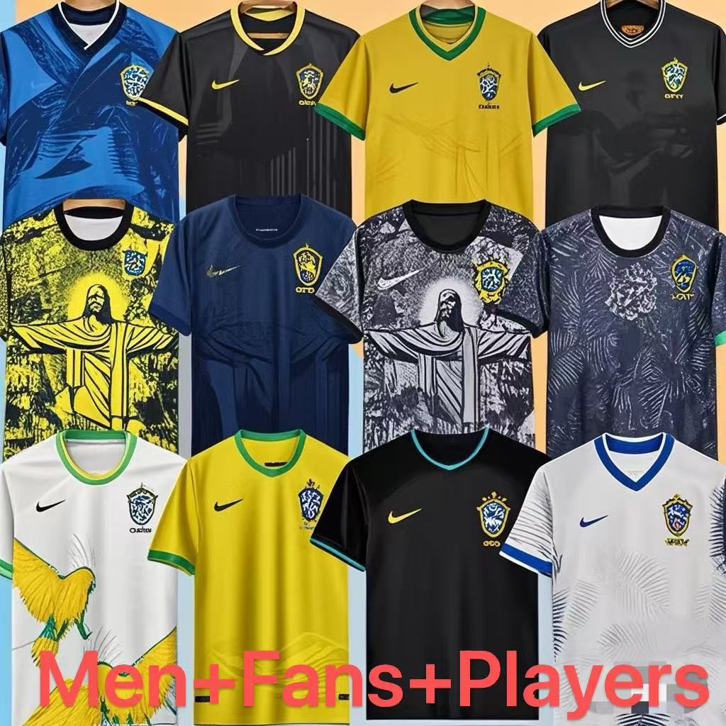 24 25 BraziLS Soccer Jersey Copa America Cup NEYMAR VINI JR BrasIL National Team Football 2025 JESUS Special Home Away Fans Player Mens Kids Kit Sets RODRYGO Adult set