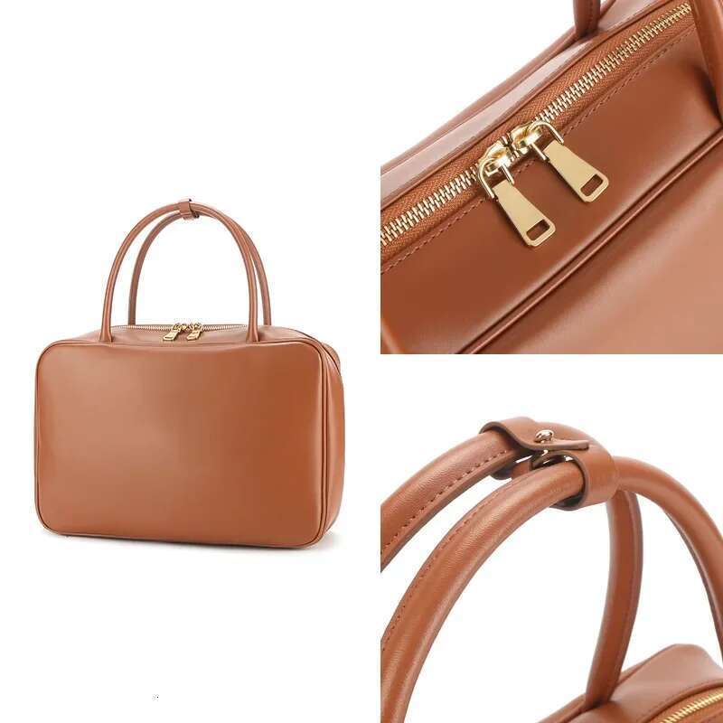 Women's Bags Genuine Leather Women's Briefcase Niche Large Capacity Retro Handbag Crossbody Temperament Brown Shoulder Bag