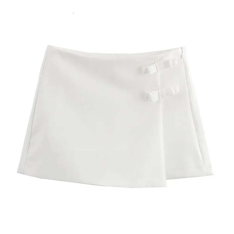 Pink White Mini Fashion Bow Skort For Women Summer Slit Short Woman Split High Waist Skirt Shorts