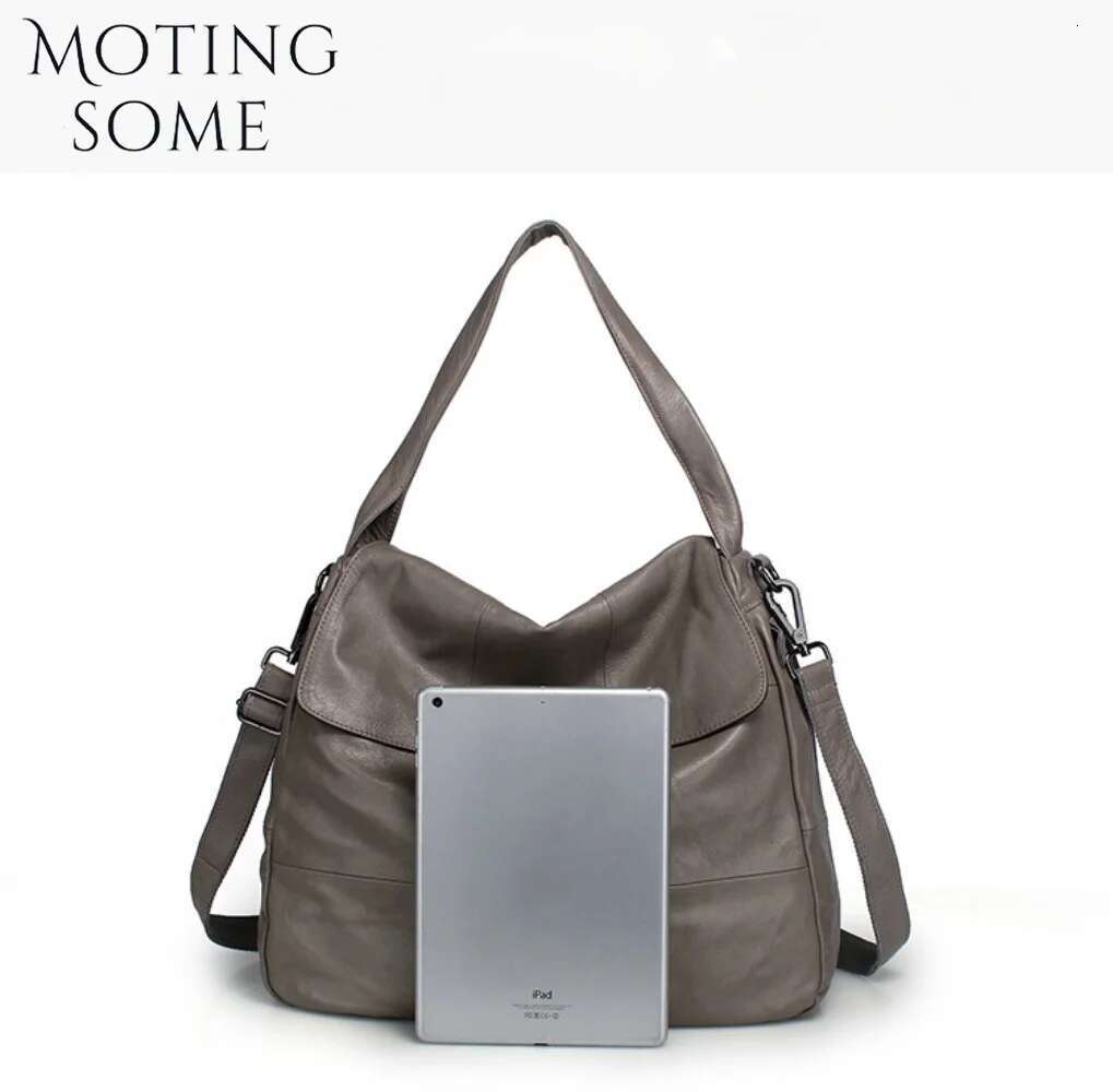 Motingsome Real Leather Handbag Large Capacity Shoulder Purses Crossbody Messenger Casual Simple Style Lady Tote 2024 New