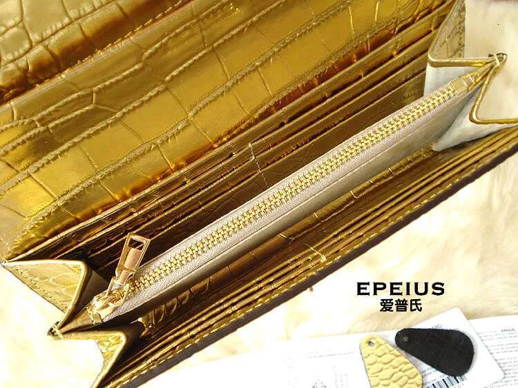 2024 New Designer Cow Gold Women Long Wallet Fashion Genuine Leather Lady Purse High Grade Large Capacity Money Bag 45