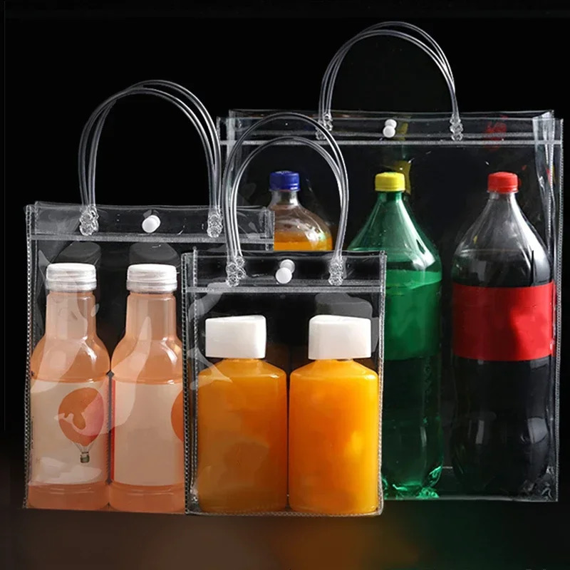 10pcs/20pcs/lot Transparent soft PVC gift tote packaging bags with hand loop clear Plastic handbag cosmetic bag 250305