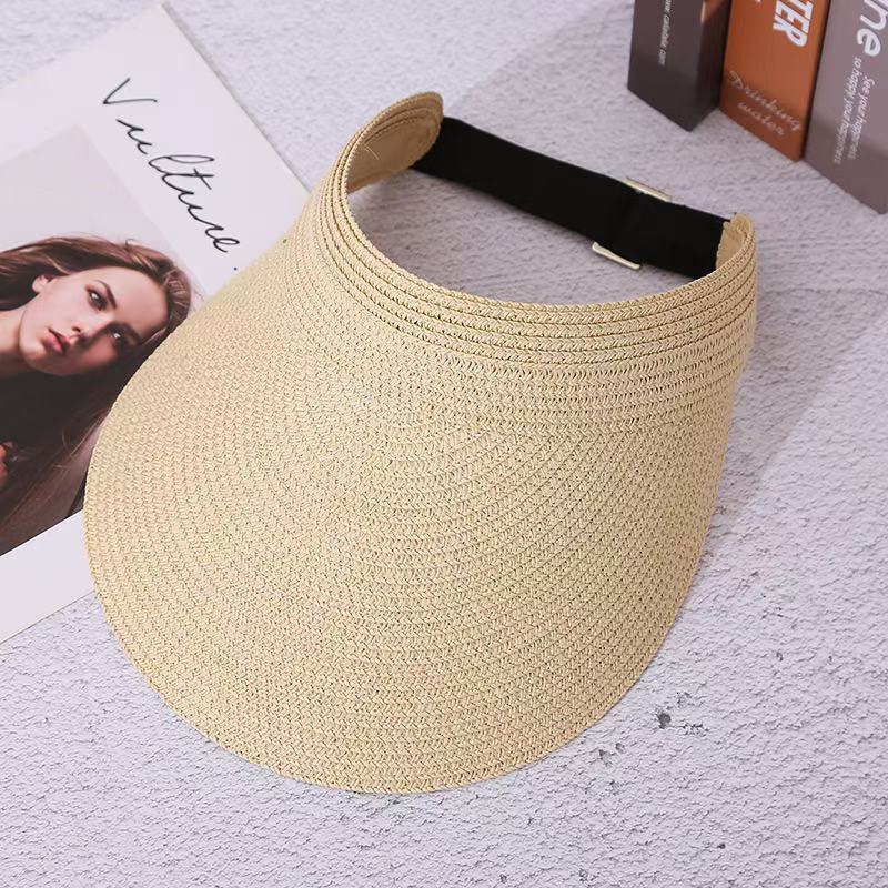 baseball cap 2025 Spring Summer Fine Grass Weaving Empty Top Foldable Sunscreen and Face Covering Sunshade Sun Hat