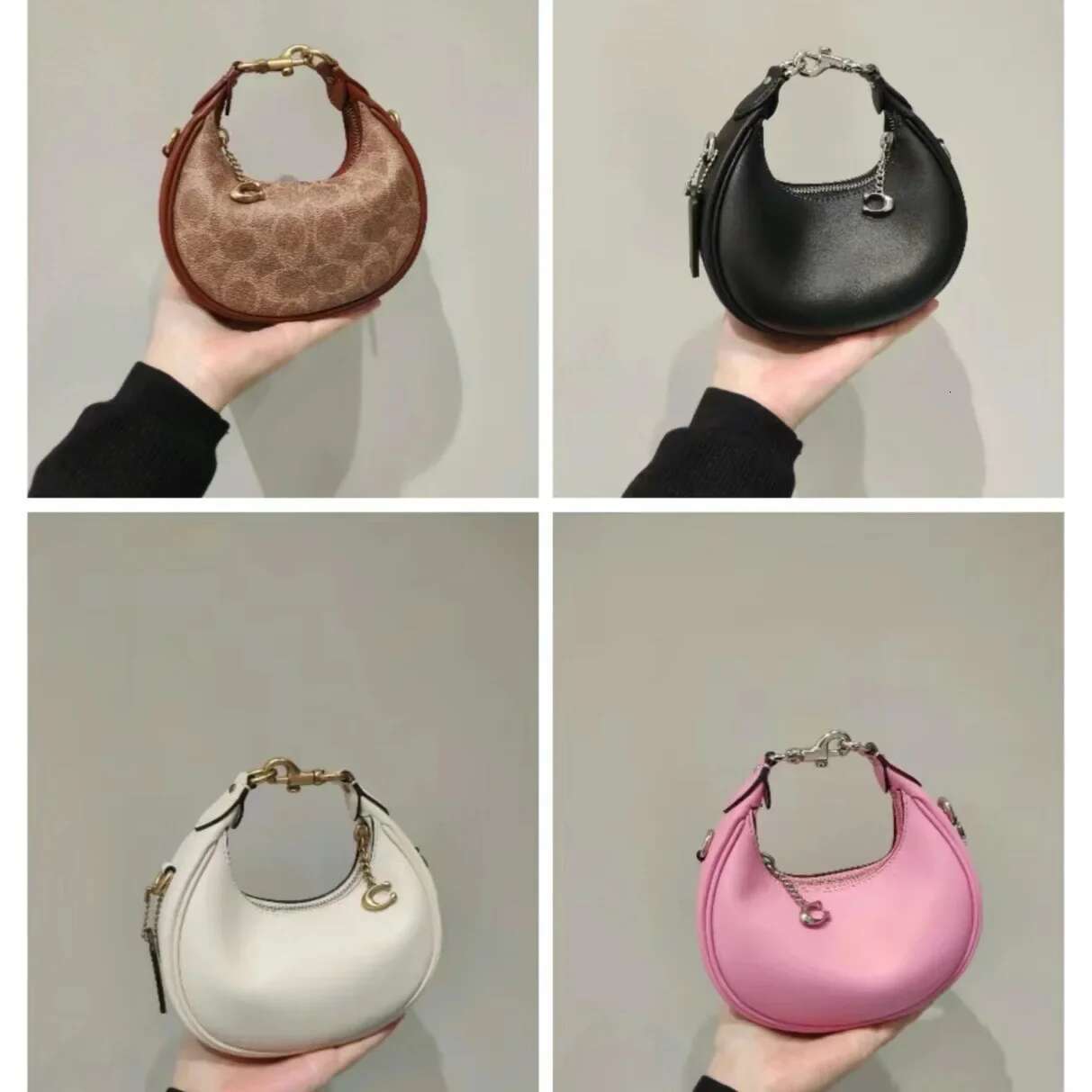2024 New Mini Half-Moon Handbag Women's Crossbody Genuine Leather Shoulder Bag Small Trash Fashion Accessory