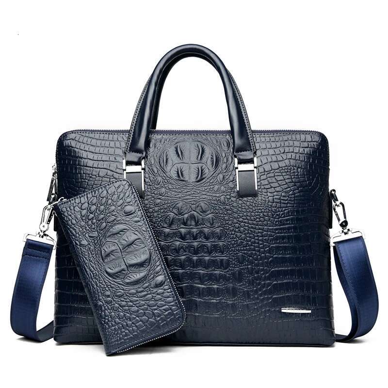 Alligator Briefcase For Man PU Leather Crocodile Tote Handbag Laptop 14 Male Shoulder Business Messenger Crossbody Side Bag