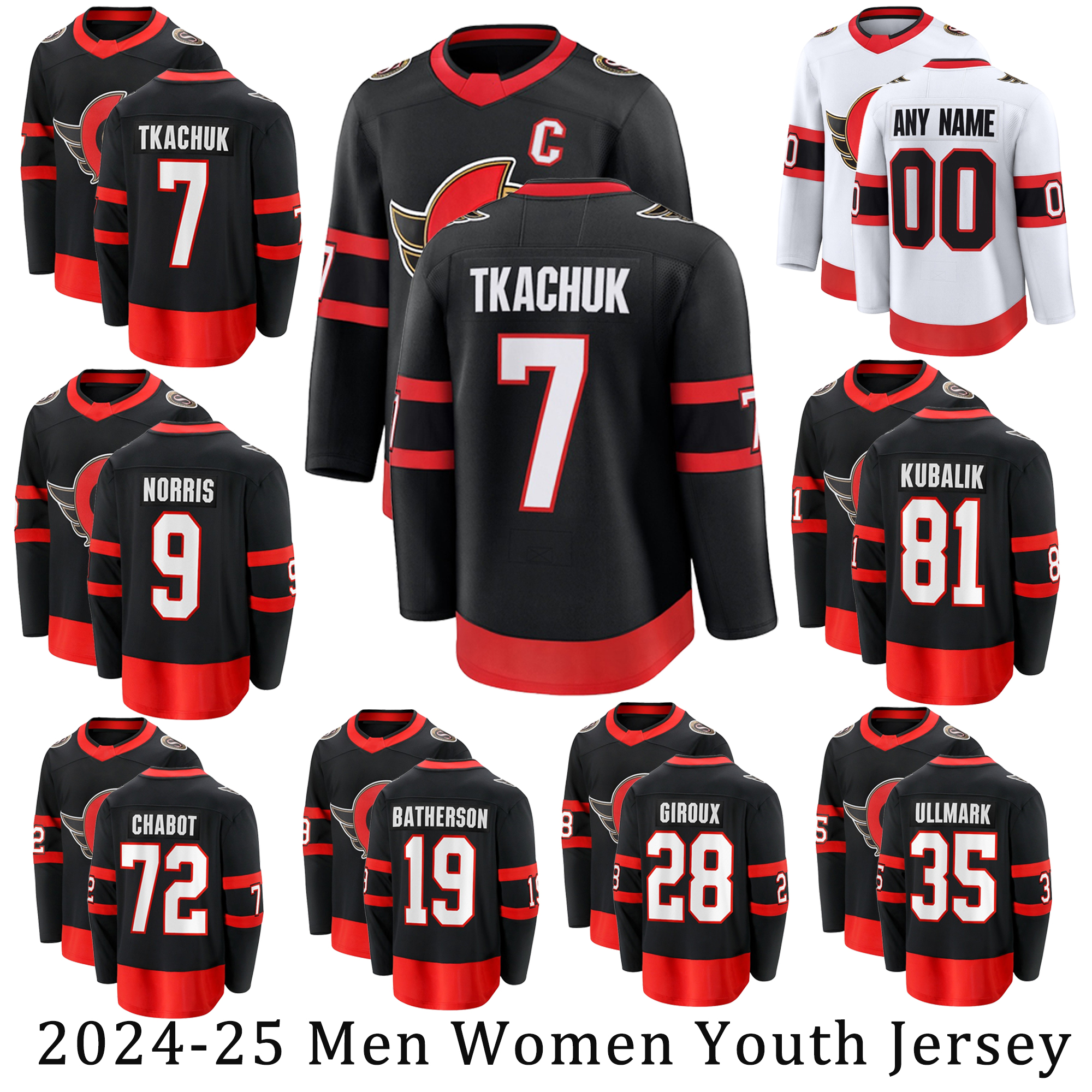 24 25 Hockey Jerseys 7 TKACHUK Retro Jerseys for Men Women Youth 28 GIROUX STUTZLE ULLMARK SANDERSON PERRON YAKEMCHUK CHABOT FORSBERG Senators Custom