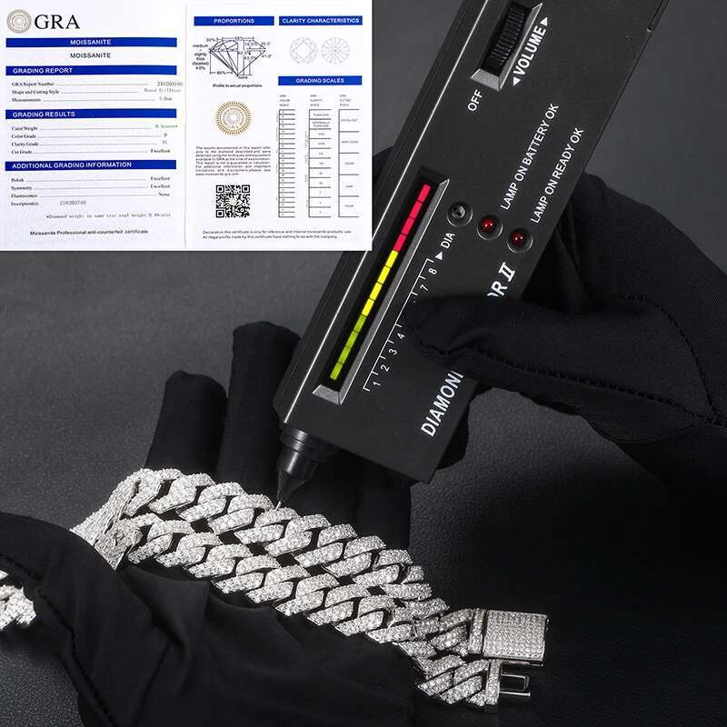 2025 14MM unisex Moissanite Cuban chain necklace for men and women Sterg Sier Hip Hop jewelry gifts of high quality