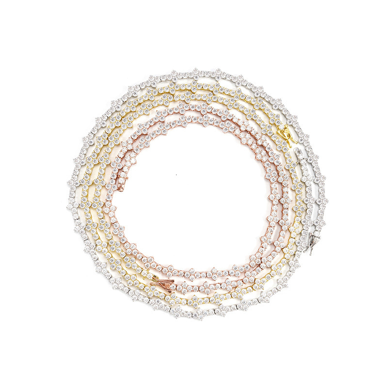 3/4mm Moissanite Tennis Chain Bracelet Necklace S925 Silver Iced Out Chain For Men Women Hip Hop Jewelry Pass Diamonds TesterGRA