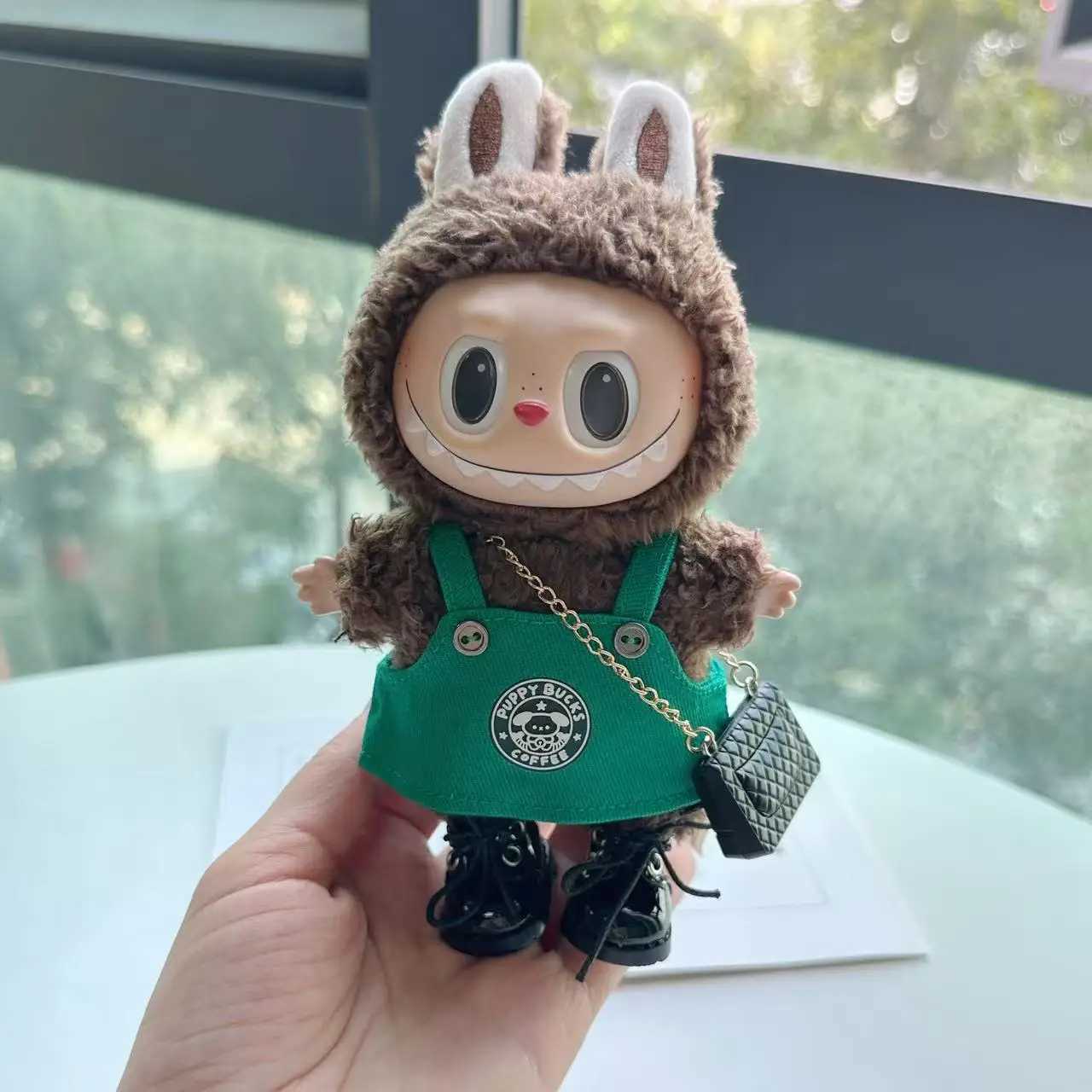 Labubu 17cm Dolls Clothes The Monsters Outfit Accessories Clothing Cartoon Green Coffee Dress Shoes Christmas Hat Scarf EE19AT250313