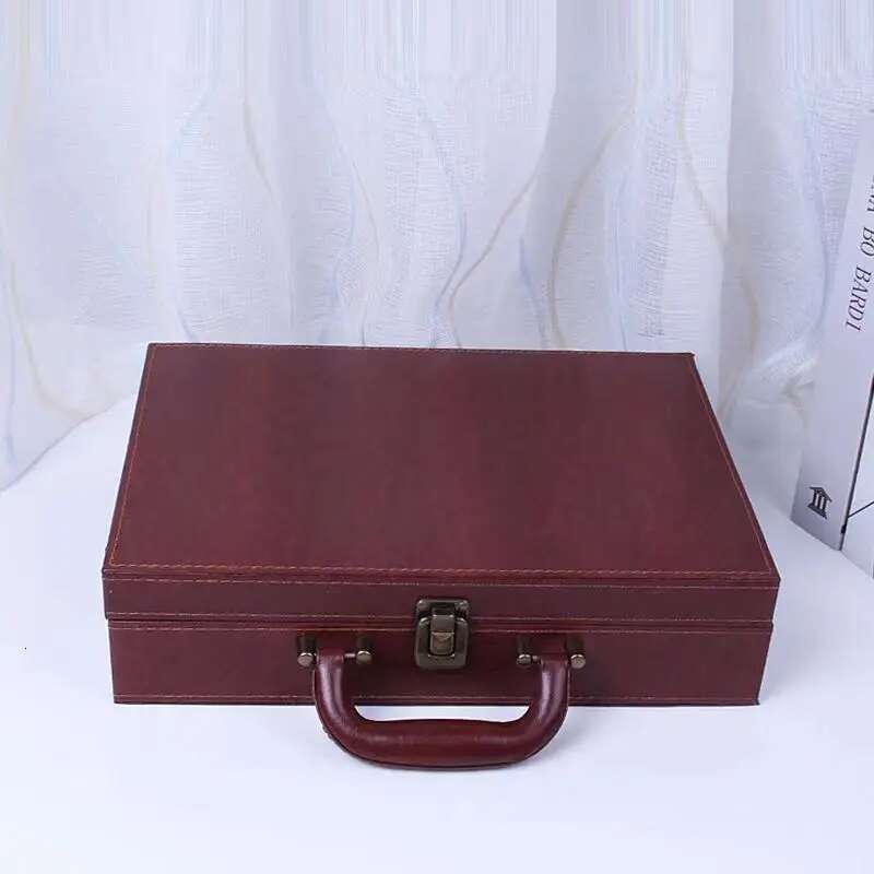 2025 New Cover Style Briefcase Men's Handheld Shoulder Business Leisure Insurance Contract Document Storage Box 34X24x8.5Cm