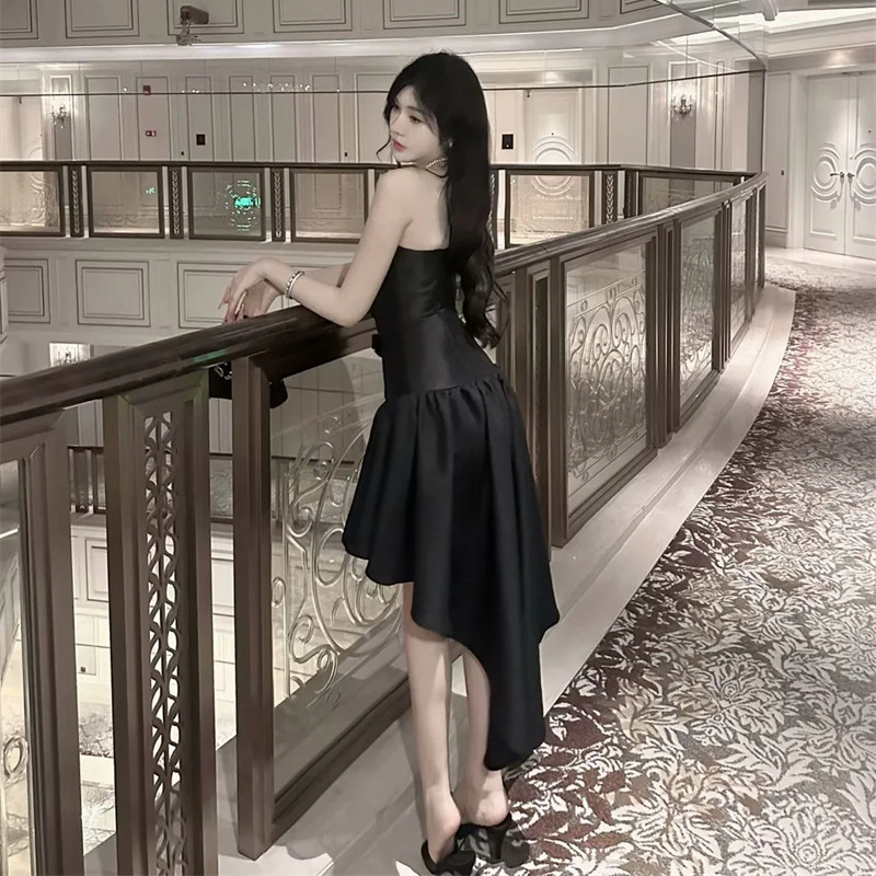 G210 sexy lady evening dress sweet tube top bow short front and long back dress