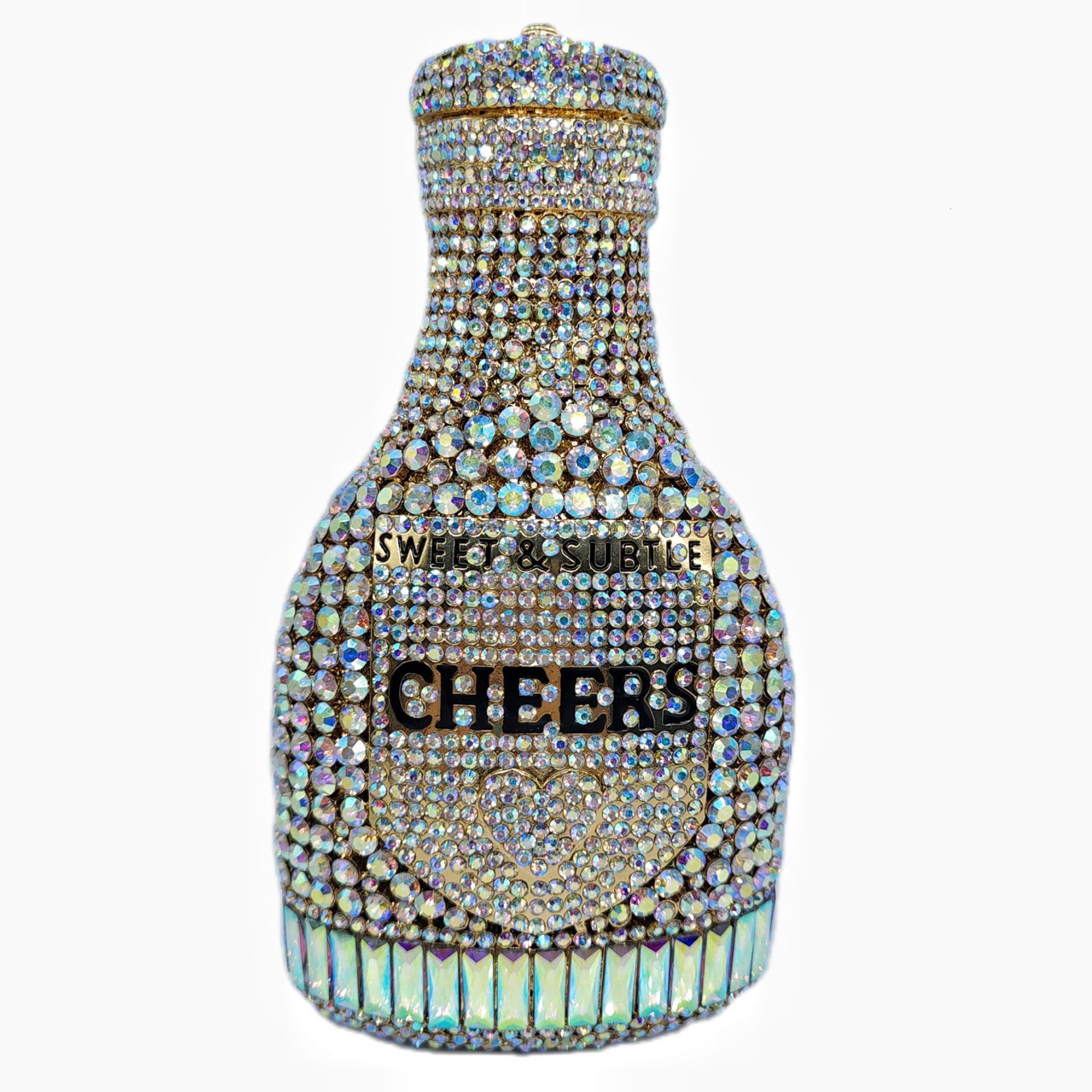 Dai Wei's New Champagne Rhinestone Dinner Banquet Crystal Hand-Held Women's Bottle Bag Crystal Evening Bag