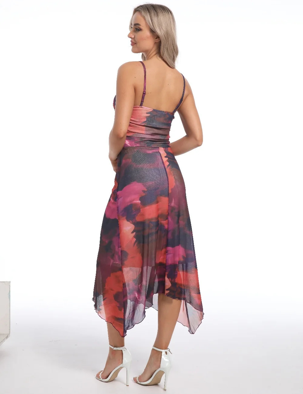 Womens tie dye suspender dress cocktail club party irregular ball 250313