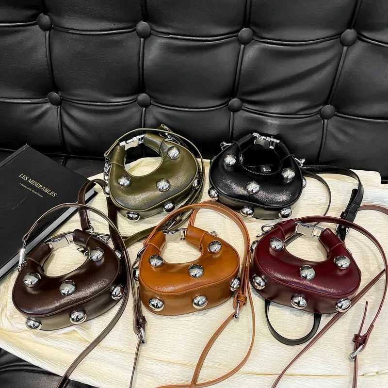 Retro Versatile Ladies Mini Handbag Women Big Rivet Personty Luxury Designer Crossbody Bags for Women Streetwear Shoulder BagC250312