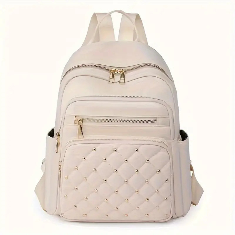2025 Texture Rivet Backpack Large Capacity Simple Women s Diamond Grid Fashion Designer Summer Backpack New Outdoor Leisure Storage Bag Wallet Handbag
