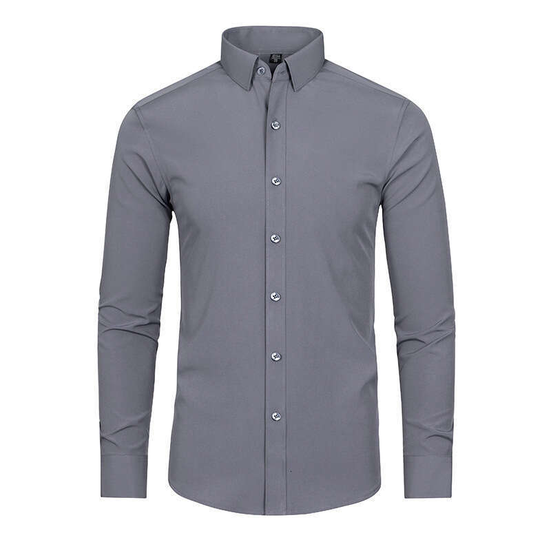 Four sided elastic non ig long sleeved shirt with silk gloss and vertical feeg, European men's shirt, 2025 temperament versatile new trend clothi