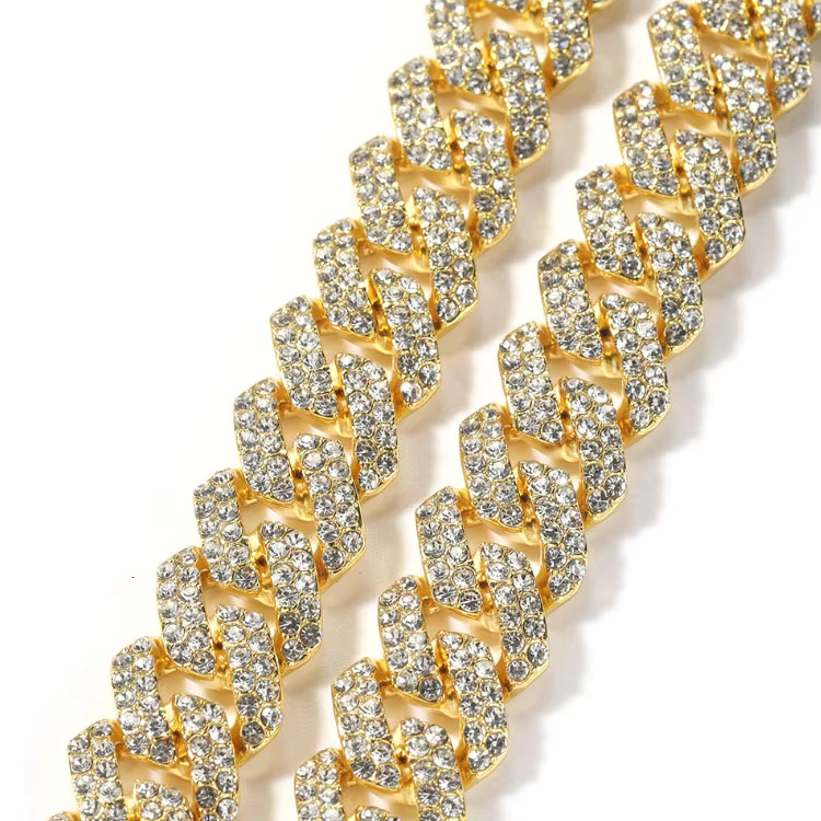 High Quality Fashion Moon Iced Out 925 Silver 18mm Hip Hop Link Necklace Moissanite Prong Cuban Link Chain 18mm Jewelry for Men