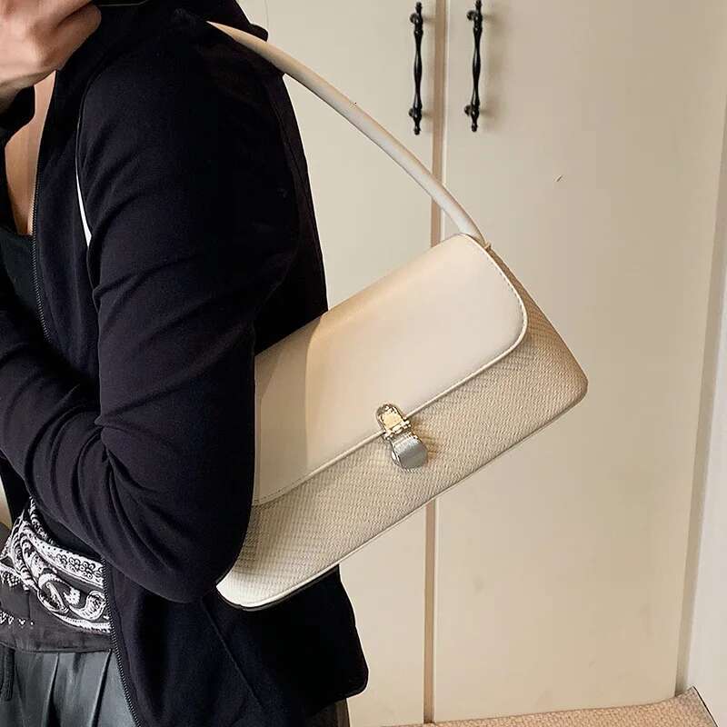 French Baguette Bag Women -Niche Underarm Shoulder Bag,Trendy Top Handle Crossbody Purse, Versatile Designer Handbag