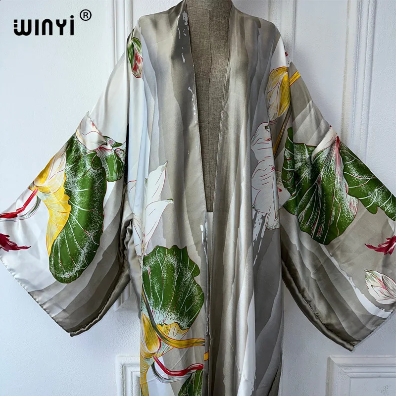 WINYI kimono boho kaftan beachwear cardigan sexy loose swimsuit evening dress abaya cover ups beach outfits women w250313