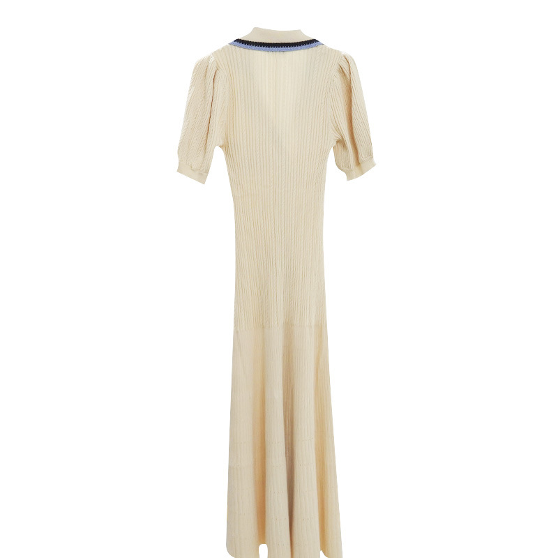 B90 Shoulder Pad French Dress Summer New Design Waist Long Dress