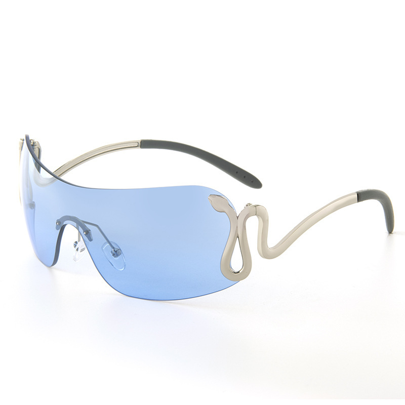 Free shipping 2025 new women frameless fashion sunglasses sunscreen party daily outfit gray blue pink transparent fashion design trendy