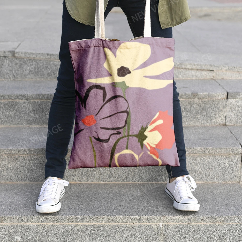 Canvas shoulder bag organization storage Handbags cosmetics travel Womens bag Shopping Fabric pouch nordic boho grocerie R250312