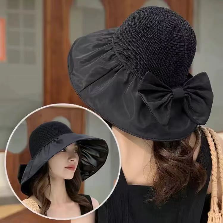 baseball cap Black rubber women with large eaves in summer, versatile outdoor UV protection, for covering face, sun hat
