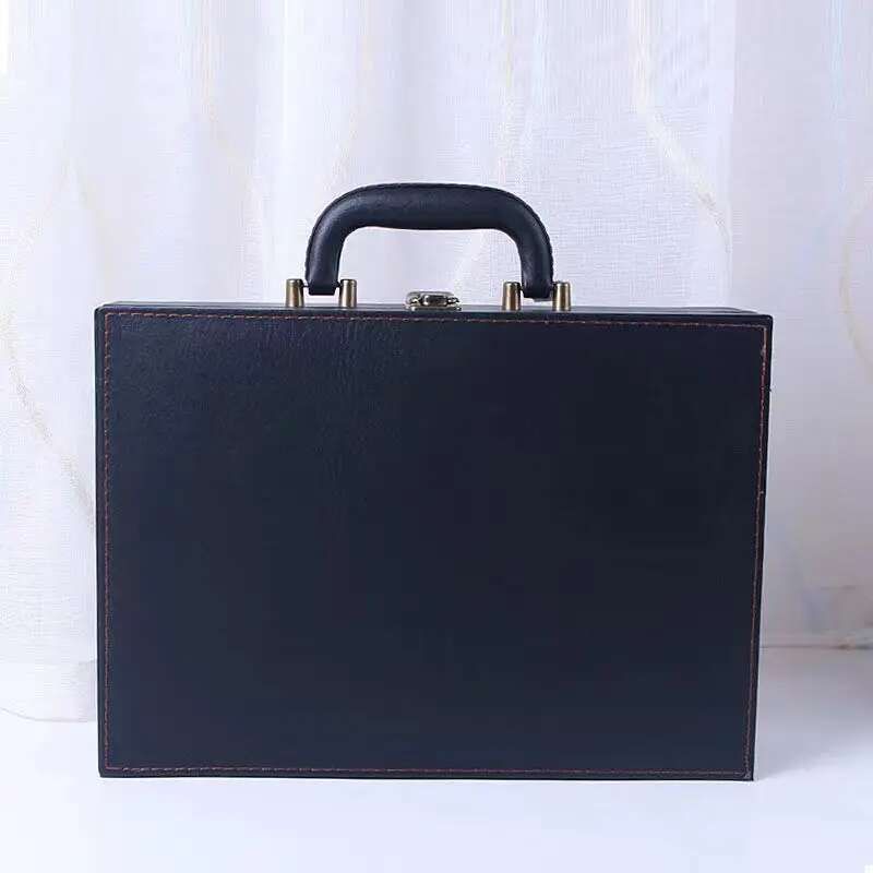 2025 New Cover Style Briefcase Men's Handheld Shoulder Business Leisure Insurance Contract Document Storage Box 34X24x8.5Cm