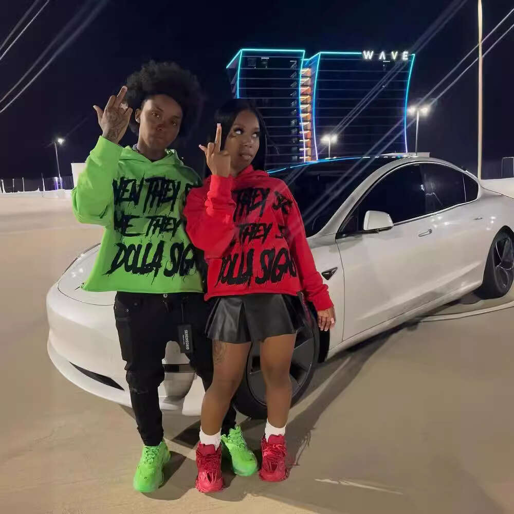 Y2K New Couple Hoodie INS Street Style Color Match Letter Loose Sweater Hip Hop Harajuku