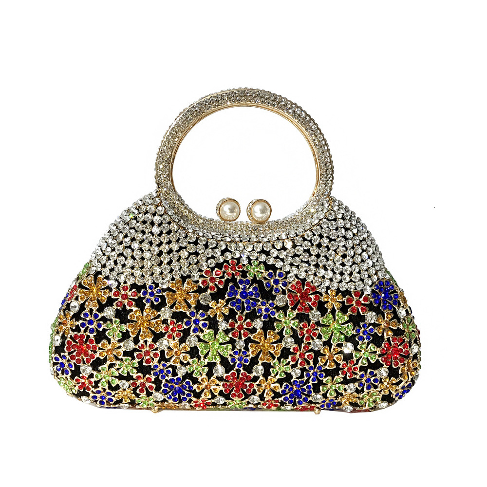 Bl086 Water With Hollow Metal Inlaid Women's Full Diamond Handbag Banquet Bag Crystal Evening Bag