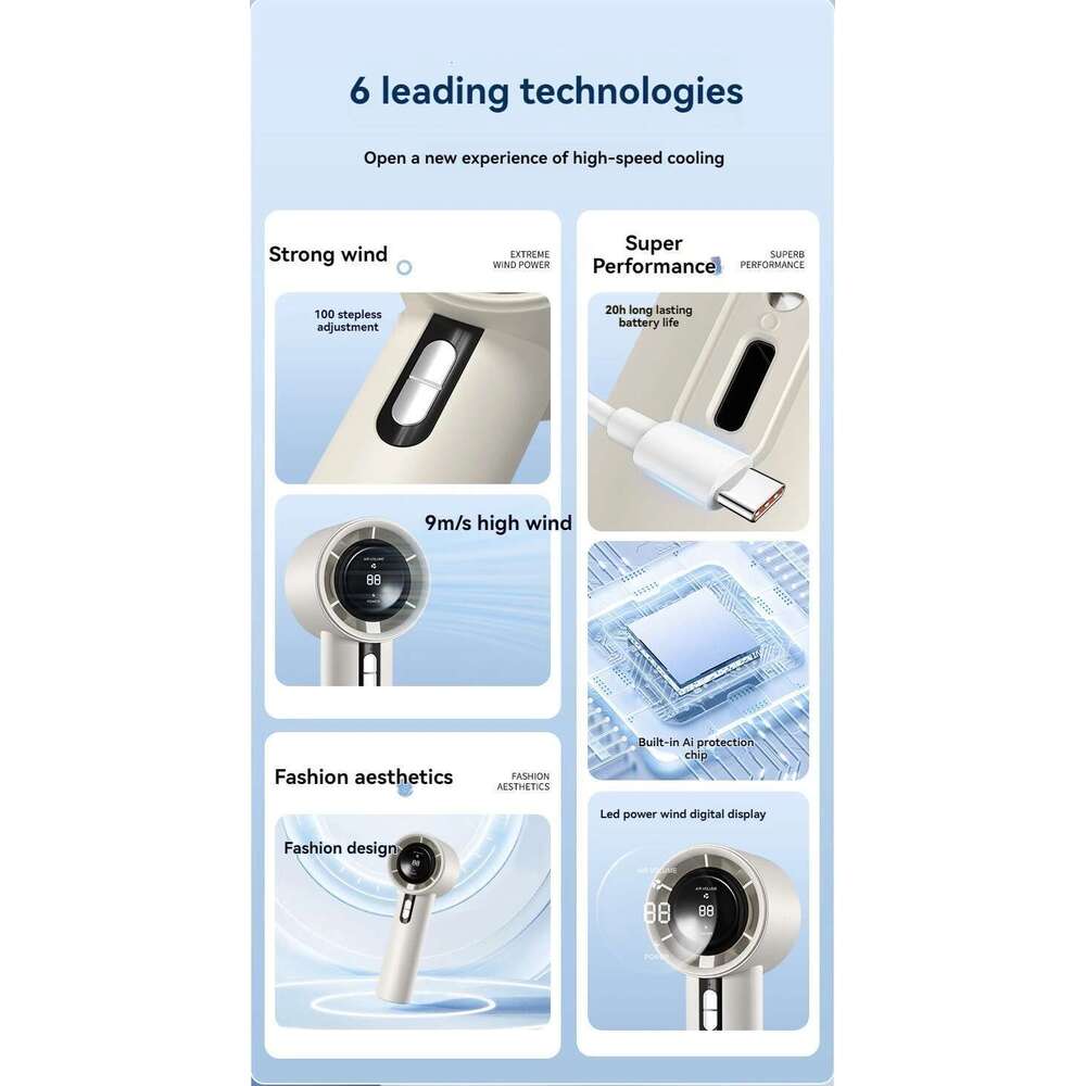 Handheld high-speed USB charging mini portable 100 speed turbo violent small fan 3000mAh