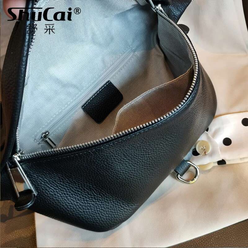 New Genuine Leather Chest Fashion Trend Multi-Function 2022 New Shoulder Small Wallet Black Crossbody Bag