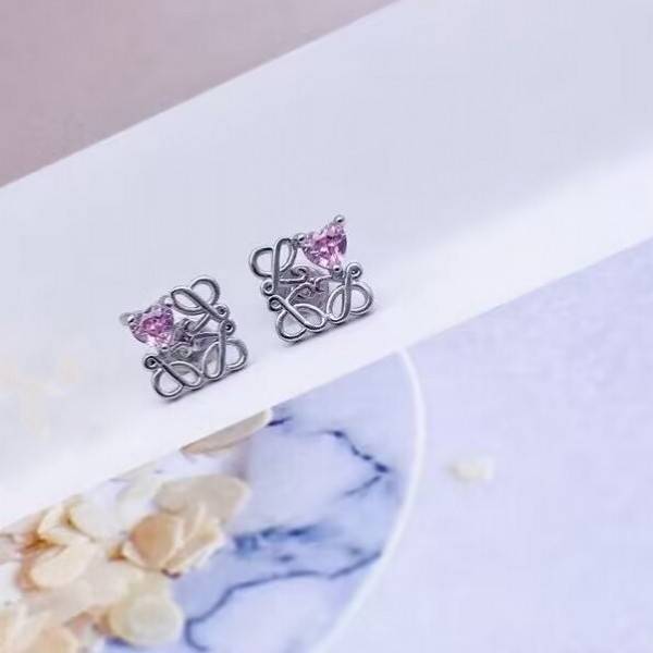 Luxury small girl boys branded designer letter heart love purple diamond stud 18K gold silver earrings 316L stainless steel woman man teenage jewelry daily outfit