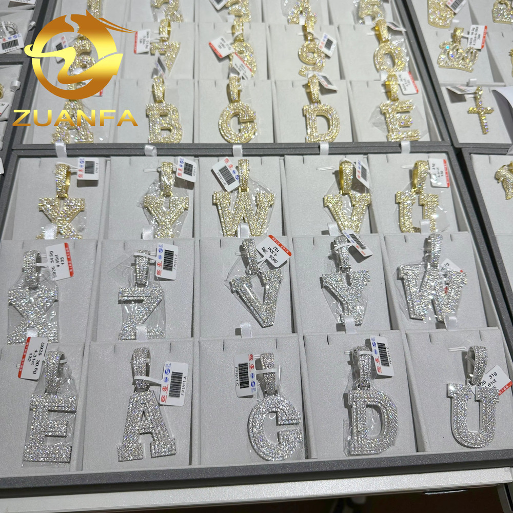 Ready to Ship Single Letter Iced Out Pendant Moissanite Pendant 925 Silver Number 0-9 Hip Hop Pendant for Daily Wear