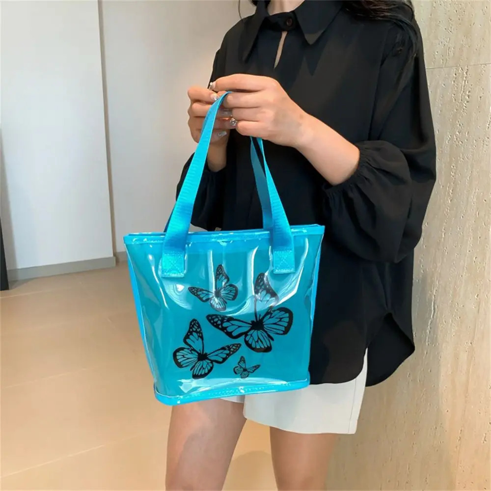 1Pcs Transparent PVC Jelly Bag Waterproof Clear Tote Summer Handbags Large Capacity Leisure Travel Beach Swimming Storage Bags R250312