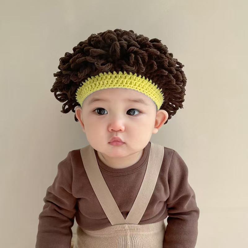 baseball cap Children's wig autumn/winter 2025 new style funny 100 day shooting explosive head baby yarn hat