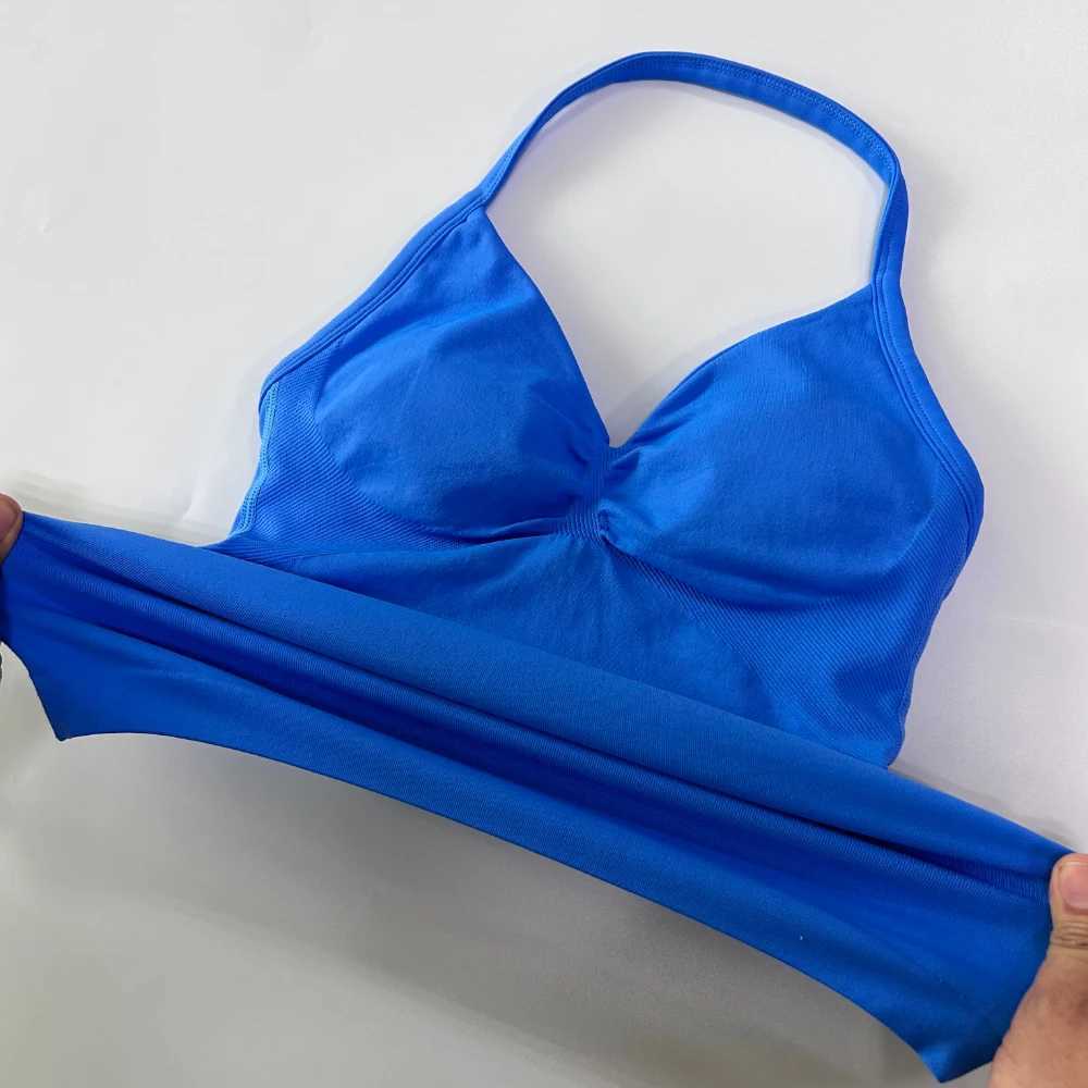 Active Shirts Tees 15 colors of impact long line shoulder strap gym top with back gym clothing womens Scrunch built-in bra vest top XS-XL Y250312CRW1