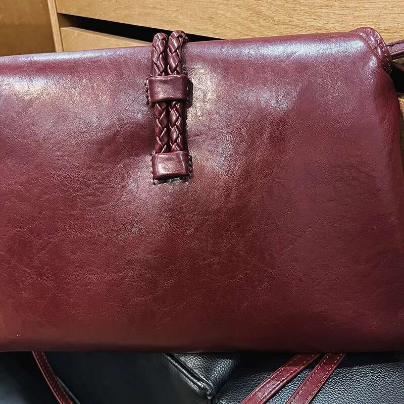 Meet You Winter Trend Vegetable Tanned Leather Envelope Clutch Women Large Capacity Solid Color Soft Shoulder Messenger Bag