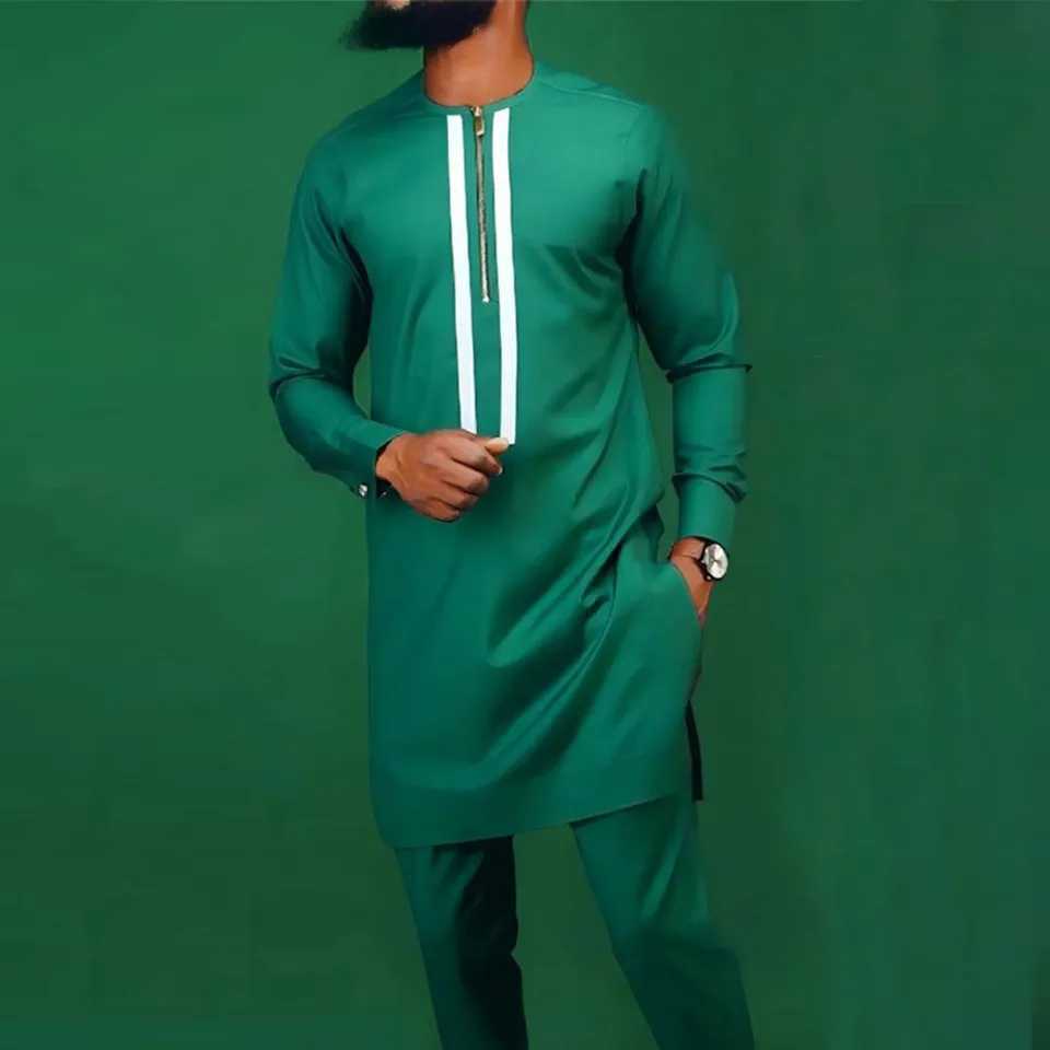 Summer African Mens Traditional Elegant Set Osaka 2PCS Shirt and Pants Full Set Designer Clothing Abaya Brand Clothing X2503132