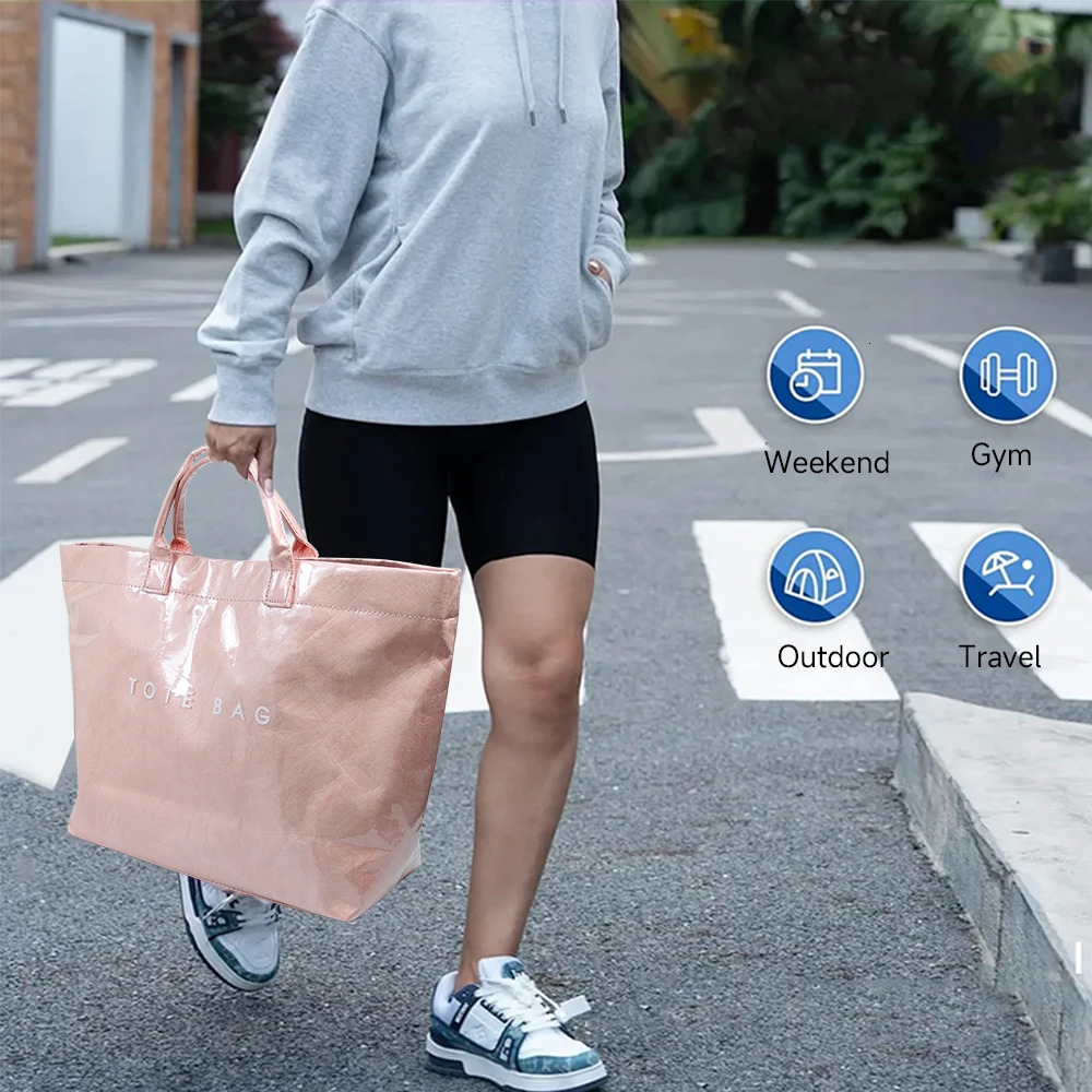 Large Capacity Fashion Tote Bags PVC Waterproof Transparent Jelly Handbag Vintage Solid Trend Top Handle Bag Letter Print 250305