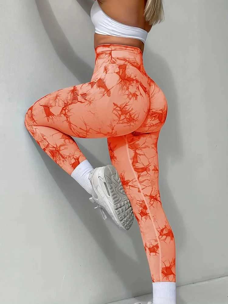 Active Pants 2025 Womens Tie-Dye Leggings Casual Seaml Gym Leggings Peach Butt High Waist Butt Pants Stretch Fitn Workout Pants Y2503128L5U