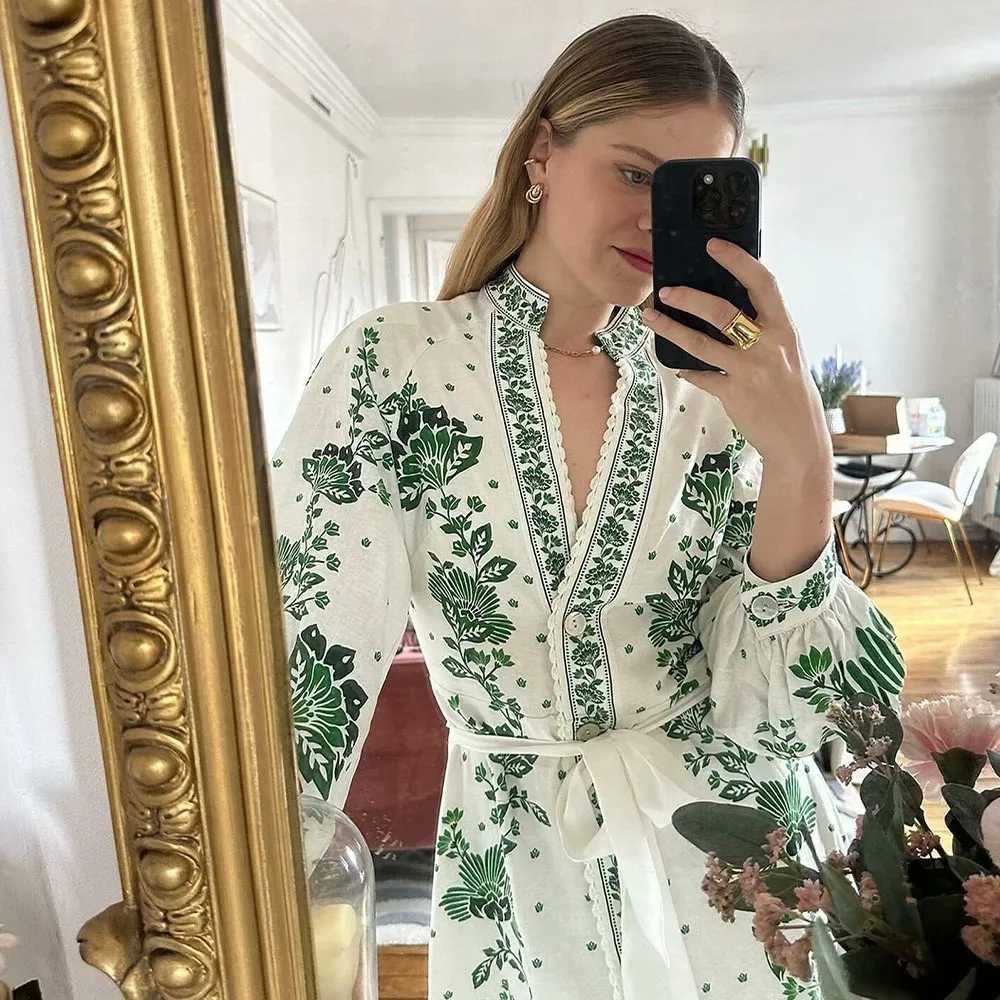 Urban Sexy Dresses 2025 Summer New Womens Clothing Casual and Elegant Design with European and American Style Printing Sleeping Dr Y240312NWDK