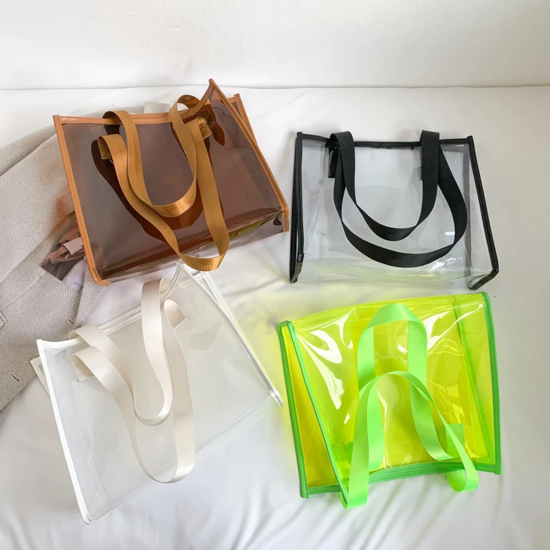 Summer Transparent PVC Bag Designer Large Capacity Clear Jelly Tote Feminina Beach Seaside Shopping Bag Sac Vacation Female R250312