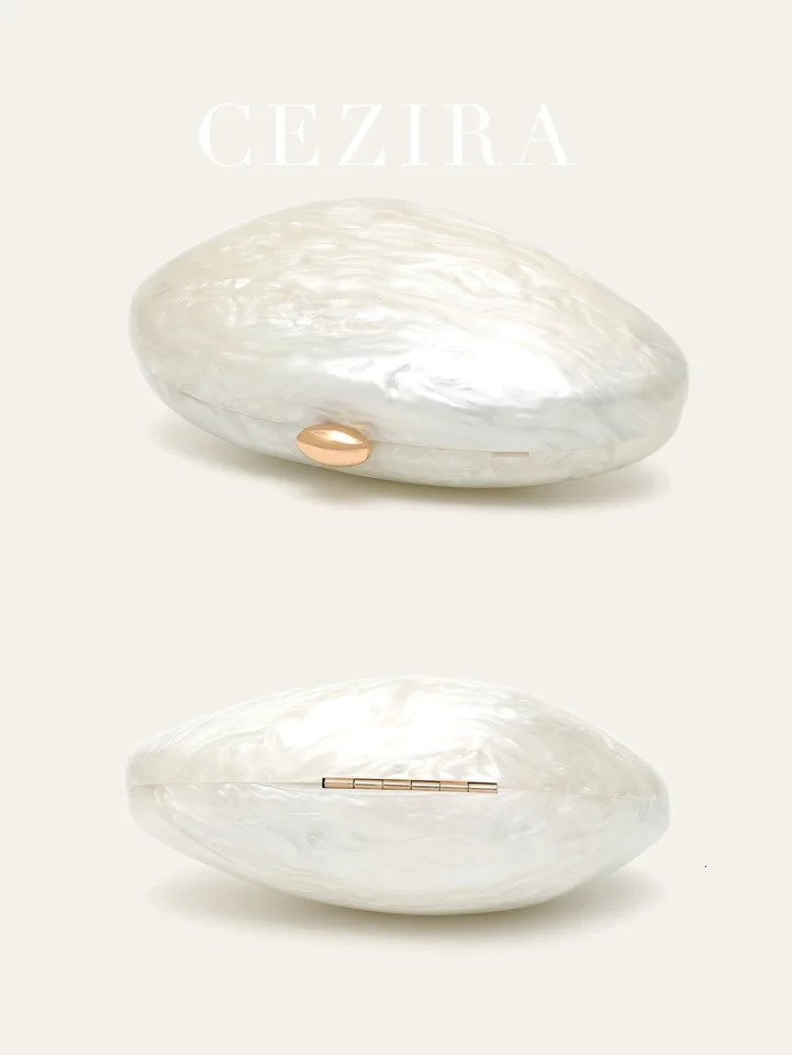 Fashion Women's Glamorous Elegant Novelty Shell Shaped Clutch Solid Color Acrylic Long Chain Evening Bag Party Dinner Banquet 250305