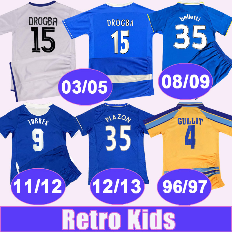 05 13 MATA Retro Kids kit Soccer Jersey TORRES DROGBA FERREIRA CAHILL BELLETTI PIAZON vintage Home Football Shirts Uniforms